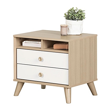South Shore Yodi 2-Drawer Nightstand - Soft Elm and Pure White. View a larger version of this product image.