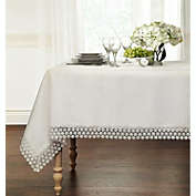 Kate Aurora Lux Living Textured Macrame Trimmed Off White Fabric Tablecloth - 60 in. W x 90 in. L