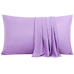 PiccoCasa Luxury Viscose Pillowcases Set of 2, Breathable with Zipper Wisteria Standard