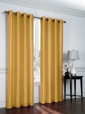 GoodGram Artisan Faux Silk Grommet Curtain Panel - 52 in. W x 45 in. L, Gold