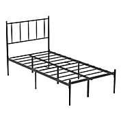 Idealhouse Louise Black Twin Platform Bed Frame with 12.3 in. Height Underbed Storage Space