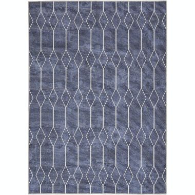 Nicole Curtis Machine Washable Series 1 5'3" x 7'3" Navy Modern Indoor Rug. View a larger version of this product image.