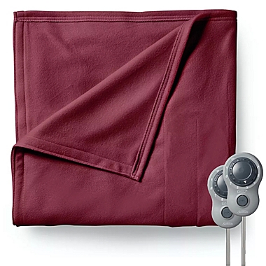 Sunbeam King Size Electric Fleece Heated Blanket in Garnet with Dual Zone. View a larger version of this product image.