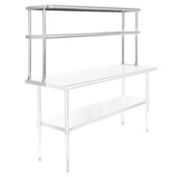 GRIDMANN NSF Stainless Steel Commercial 2 Tier Double Overshelves for Kitchen Prep & Work Table