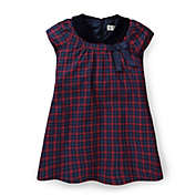 Hope & Henry Baby Short Sleeve Peter Pan Collar Empire Waist Dress (Red Plaid, 6-12 Months)