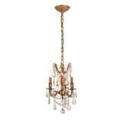 Elegant Lighting Rosalia 3 light French Gold Pendant Golden Teak (Smoky) Royal Cut Crystal