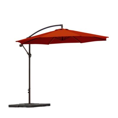 WestinTrends 10 Ft Outdoor Patio Cantilever Offset Umbrella with Base Weights, Red