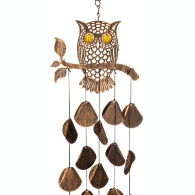 VP Home 30" H Rustic Copper Tribal Owl Wind Chimes for Outside Unique Tribal Owl Windchimes Outdoor Decorations Garden Decor Owl Gift for Women, Mom, Grandma, Unisex. View a larger version of this product image.