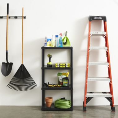 Gracious Living 4 Shelf Fixed Height Solid Light Duty Resin Storage Unit. View a larger version of this product image.