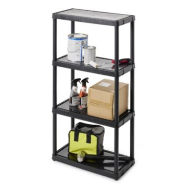 Gracious Living 4 Shelf Fixed Height Solid Light Duty Resin Storage Unit. View a larger version of this product image.