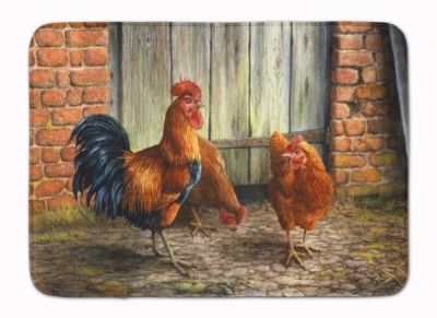 Country Farm Rooster Shower Curtain Toilet Cover Rug Mat Contour Rug Set 