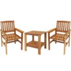 Alternate image 0 for Sunnydaze Outdoor Meranti Wood with Teak Oil Finish Patio Table and Chairs Conversation Set - Brown - 3pc