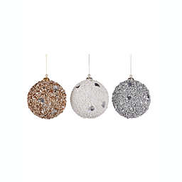 Pier 1 Set of 3 Shatterproof Sparkle Ornaments 4 Inches