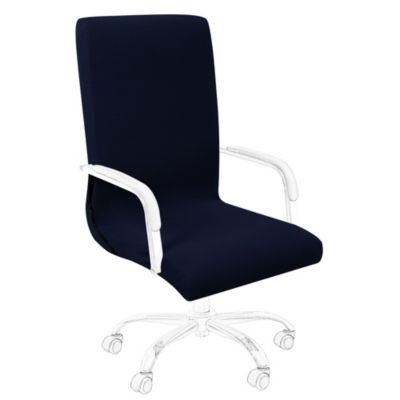 PiccoCasa Jacquard Stretch Office Chair Cover Protector, Protective & Stretchable Computer Chair Cover Stretch Rotating Chair Slipcover, Navy Blue, 1 Piece