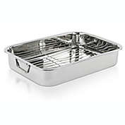 Lexi Home 18 in. Classic Stainless Steel Roasting Pan with Roasting Rack