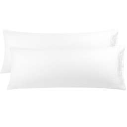 PiccoCasa Set of 2 Brushed Microfiber Zipper Embroidery Body Pillowcases, 110 gsm Classic Soft Body Pillow Covers in Home, White 20