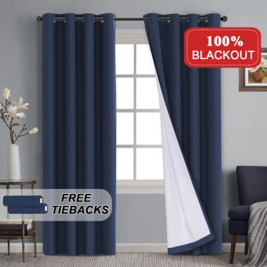 PrimeBeau 100% Blackout Curtains Full Light Blocking Curtain Draperies for Bedroom/Living Room. View a larger version of this product image.