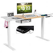 Costway 55 x 28 Inch Electric Adjustable Sit to Stand Desk with USB Port-White