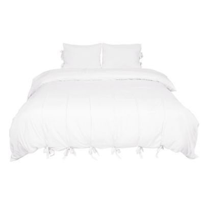 PiccoCasa Washed Cotton Comforter Bedding Set, King White