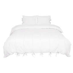 PiccoCasa Washed Cotton Comforter Bedding Set, King White