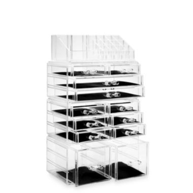 Casafield Acrylic Cosmetic Makeup Organizer & Jewelry Storage Display Case - Large 16 Slot, 2 Box & 10 Drawer Set - Clear. View a larger version of this product image.