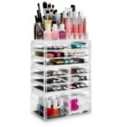 Alternate image 2 for Casafield Acrylic Cosmetic Makeup Organizer & Jewelry Storage Display Case - Large 16 Slot, 2 Box & 10 Drawer Set - Clear