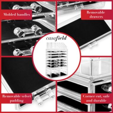 Casafield Acrylic Cosmetic Makeup Organizer & Jewelry Storage Display Case - Large 16 Slot, 2 Box & 10 Drawer Set - Clear. View a larger version of this product image.