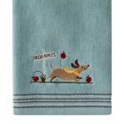 Alternate image 1 for SKL Home Saturday Knight Ltd Dog With Apples Cotton Velour With Multicolor Stripes Hand Towel - 2-Pieces - 16x25", Aqua