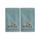 Alternate image 2 for SKL Home Saturday Knight Ltd Dog With Apples Cotton Velour With Multicolor Stripes Hand Towel - 2-Pieces - 16x25", Aqua