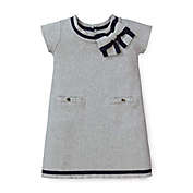 Hope & Henry Girls&#39; Milano Tipped Sweater Dress (Gray Heather with Navy, 2T)
