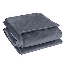 PiccoCasa Flannel Fleece Blanket for Couch and Bed, Soft Lightweight Plush Microfiber Bed or Couch Blanket Throws for Sofa, Dark Gray Queen
