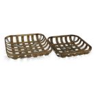 Alternate image 0 for Cheungs Decorative S/2 Square Woven Tobacco Basket With Metal Accent
