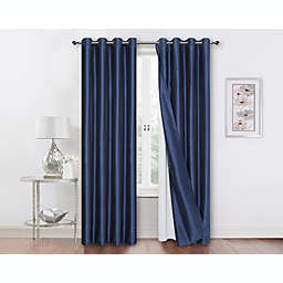 2 Pack Double Layered 100% Blackout Window Curtains - 50 in. W x 45 in. L, Navy/White