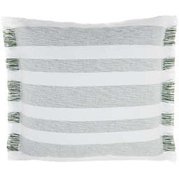 HomeRoots Home Decor. Green and White Soft Stripes Square Throw Pillow.