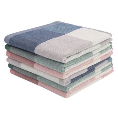 PiccoCasa Classic Cotton Kitchen Dish Colths Set of 6, Absorbent Dishclothes, Drying Cloths for Home Cooking, Big Buffalo Gingham, Mixed Color. View a larger version of this product image.