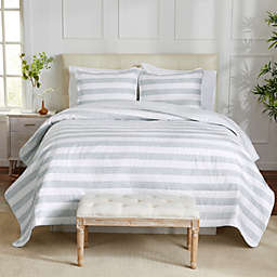 NY Loft Grey Twin Quilt Set with Shams, Lightweight Bedspread, Bettina Collection