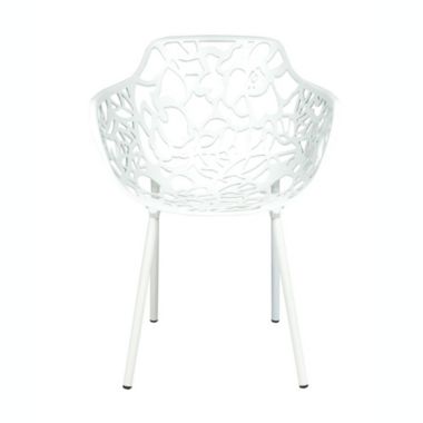 LeisureMod Modern Devon Aluminum Armchair, Set of 4 - White. View a larger version of this product image.