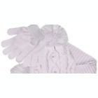 Alternate image 1 for Fab Big Girl's 3 Pc Sparkly Knit Hat Scarf & Gloves Set Purple Size Regular