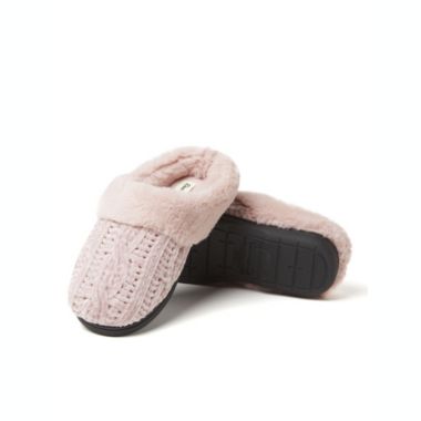 Dearfoams Womens Claire Cable Knit Chenille Clog. View a larger version of this product image.