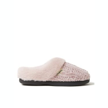 Dearfoams Womens Claire Cable Knit Chenille Clog. View a larger version of this product image.