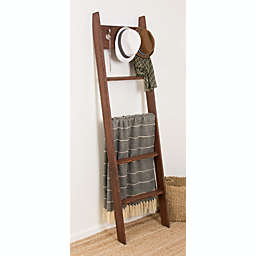 BrandtWorks Home Indoor Decorative Modern Rustics Blanket Ladder With Robe Hooks 20 x 72