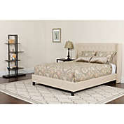 Flash Furniture Riverdale Twin Size Tufted Upholstered Platform Bed in Beige Fabric with Pocket Spring Mattress