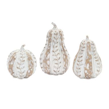 Melrose Home Decorative Pumpkin (Set of 3) 5.25"H, 8"H, 10"H Resin. View a larger version of this product image.