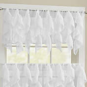 Sweet Home Collection   Sheer Voile Vertical Ruffle Window Kitchen Curtain, Valance, White