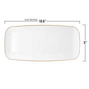 Smarty Had A Party 10.6" x 5" Clear with Gold Rim Flat Raised Edge Rectangular Disposable Plastic Plates (120 Plates)