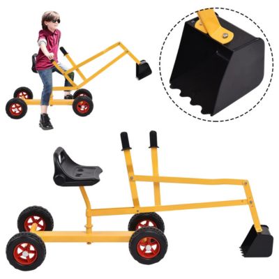 Gymax Heavy Duty Kid Ride-on Sand Digger Excavator Digging Scooper Toy 4-Wheel