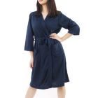 Alternate image 0 for PiccoCasa Women's Turkish Cotton Lightweight Soft Solid Breathable Long Sleeves Warm Spa Waffle Bathrobe Kimono Short Robe Navy Blue M