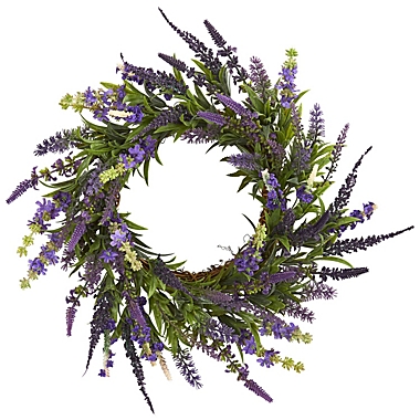 Nearly Natural 18 Lavender Wreath, Purple. View a larger version of this product image.