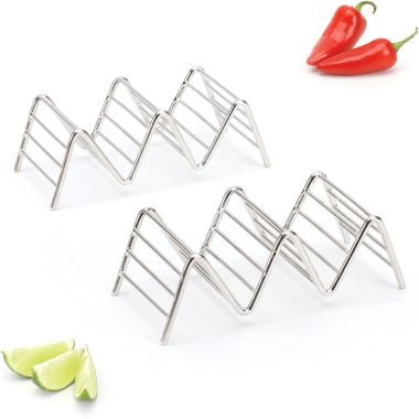 Taco Holders Set of 2 Premium Stainless Steel Stackable Stands, Each Rack Holds 2 or 3. View a larger version of this product image.