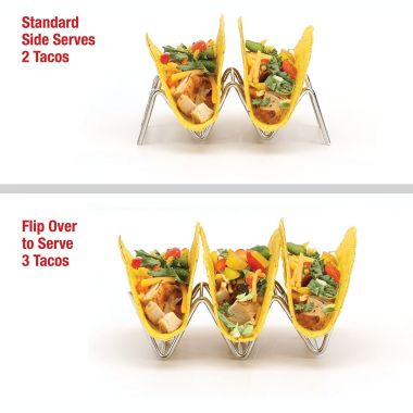 Taco Holders Set of 2 Premium Stainless Steel Stackable Stands, Each Rack Holds 2 or 3. View a larger version of this product image.